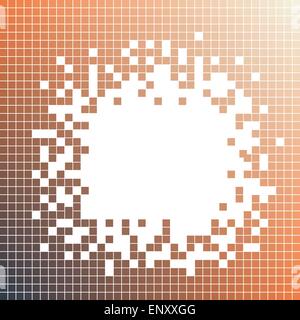 Black, orange square pattern. Pixel mosaic dots background with copy space Stock Vector