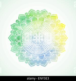 Doodle and watercolor flower. Stock Vector