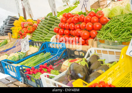 Fruits and vegetables at the market stall Stock Photo
