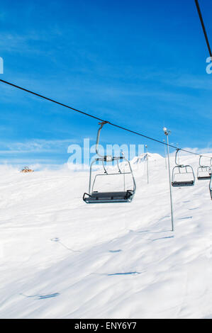 Skilift on bright winter day Stock Photo