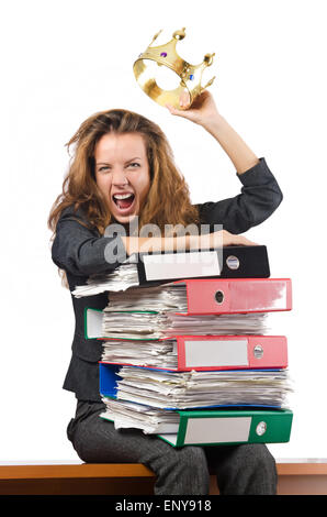 Busy woman worker in the office Stock Photo