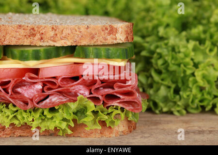 Sandwich mit Salami und Textfreiraum Stock Photo