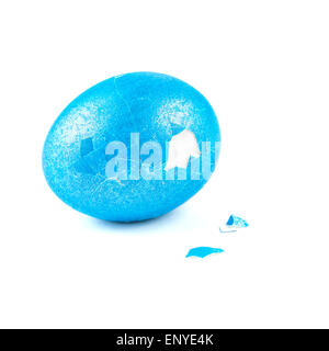broken easter egg on white background Stock Photo