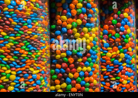 An assortment of M&M candies in different colors are seen in New