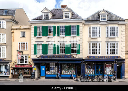 View on Blackwell or Blackwell's, a famous bookshop in the University city of Oxford, England, Oxfordshire, United Kingdom. Stock Photo