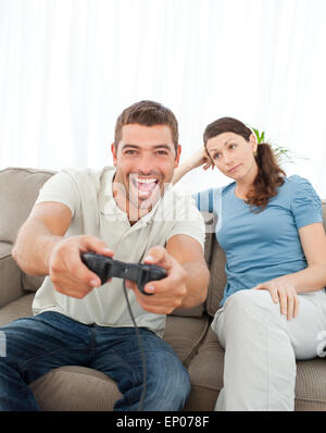 110+ Boyfriend Plays Video Game While Girlfriend Bored Stock