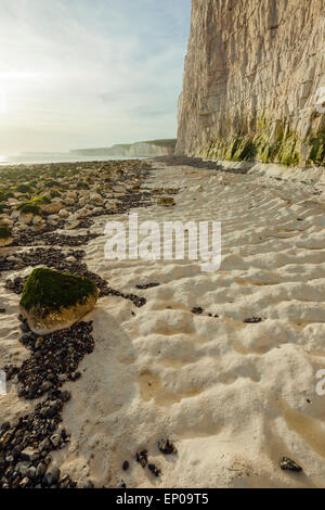 Sunset at Birling Gap, East Sussex, England.. Seven Sisters looming in the background. Stock Photo