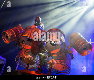 Somerset, Wisconsin, USA. 9th May, 2015. Percussionist CHRIS FEHN of Slipknot performs live on stage at the inaugural Northern Invasion music festival during 'The World's Loudest Month' at Somerset Amphitheater in Somerset, Wisconsin © Daniel DeSlover/ZUMA Wire/Alamy Live News Stock Photo