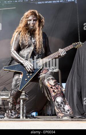 Somerset, Wisconsin, USA. 9th May, 2015. Guitarist RANDY WEITZEL of In This Moment performs live on stage at the inaugural Northern Invasion music festival during 'The World's Loudest Month' at Somerset Amphitheater in Somerset, Wisconsin © Daniel DeSlover/ZUMA Wire/Alamy Live News Stock Photo