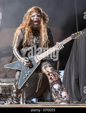 Somerset, Wisconsin, USA. 9th May, 2015. Guitarist RANDY WEITZEL of In This Moment performs live on stage at the inaugural Northern Invasion music festival during 'The World's Loudest Month' at Somerset Amphitheater in Somerset, Wisconsin © Daniel DeSlover/ZUMA Wire/Alamy Live News Stock Photo