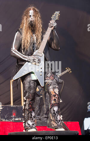 Somerset, Wisconsin, USA. 9th May, 2015. Guitarist RANDY WEITZEL of In This Moment performs live on stage at the inaugural Northern Invasion music festival during 'The World's Loudest Month' at Somerset Amphitheater in Somerset, Wisconsin © Daniel DeSlover/ZUMA Wire/Alamy Live News Stock Photo