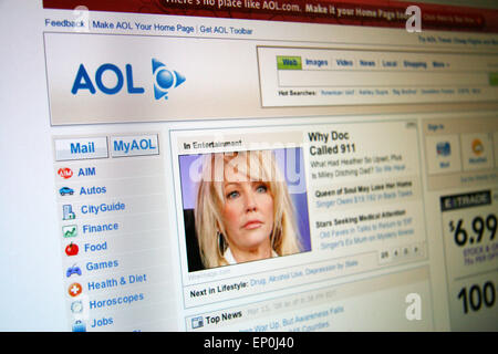 May 12, 2015 - Verizon Communications said Tuesday it is buying AOL in a $4.4 billion deal. PICTURED: (FILE) - Mar 13, 2008 - Los Angeles, California, U.S. - AOL (America On Line) website. © Ruaridh Stewart/ZUMAPRESS.com/Alamy Live News Stock Photo