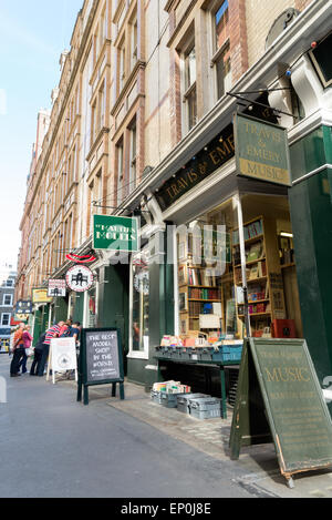 Small independent book shops in Cecil Court in central London, England, UK Stock Photo