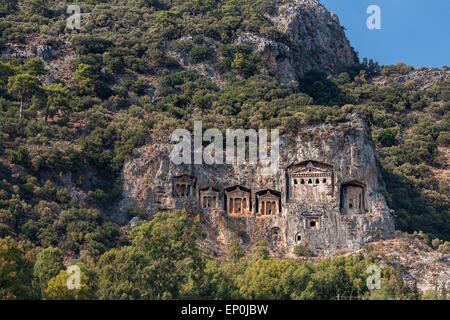 Lycian tombs in Dalyan Turkey Stock Photo