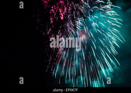 Night Party in Como with Fireworks Stock Photo