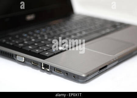 Different types of connections available on a computer. Stock Photo