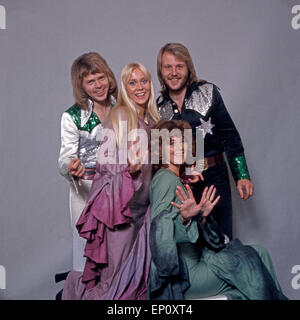 Studioaufnahme der schwedischen Popgruppe ABBA, Deutschland 1970er Jahre. Studio shot of Swedish pop group ABBA, Germany 1970s. Stock Photo