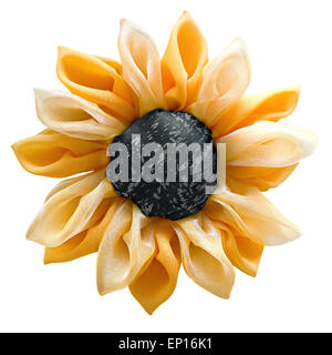 black and yellow flower from tissue isolated on a white background Stock Photo
