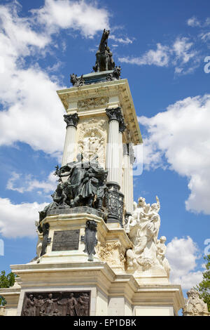 Monument to Alfonso XII  in Buen Retiro Park,Madrid, Spain Stock Photo