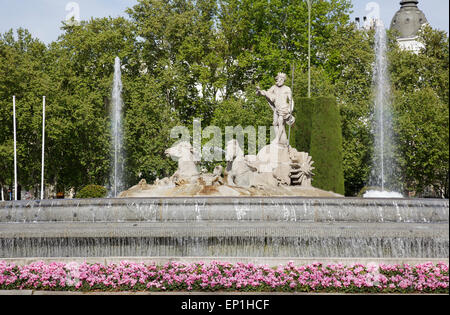 Neptune Fountain in Plaza Canovas, Madrid, Spain Stock Photo