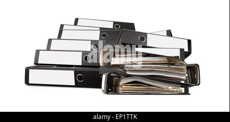A lot of ring binders isolated on white- database concept Stock Photo
