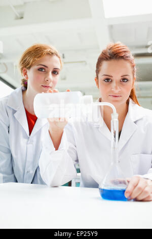 Portrait of cute scientists doing an experiment Stock Photo