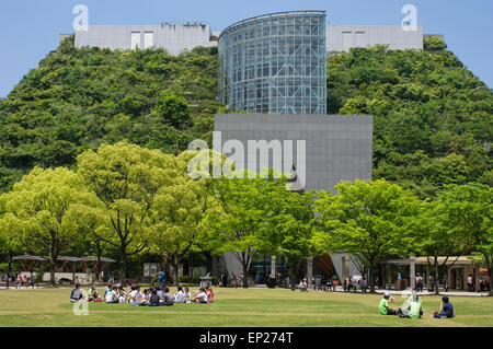 ACROS Fukuoka, Fukuoka Japan. Ecological architecture, using green step garden exterior. Stock Photo