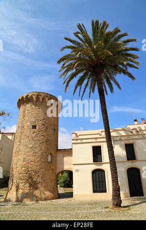 Torre de Can Nadal, a fortified tower in Vilassar de Mar, Catalonia, Spain Stock Photo