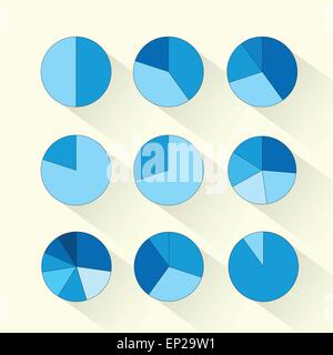 Finance Circle Pie Diagram Set Blue Business Infographic Stock Vector