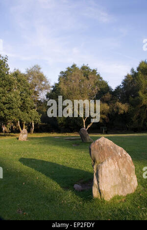 Nine Ladies Stone Circle, Stanton Moor, Derbyshire, UK. Tradition says 9 girls were turned to stone for dancing on a Sunday Stock Photo