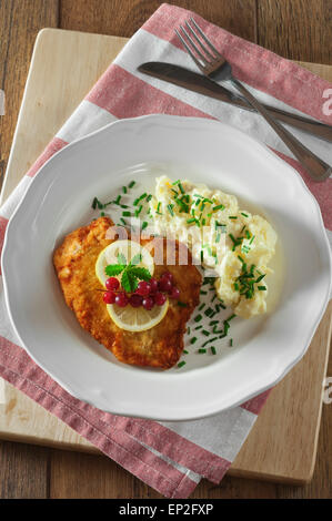 Schnitzel and potato salad Stock Photo
