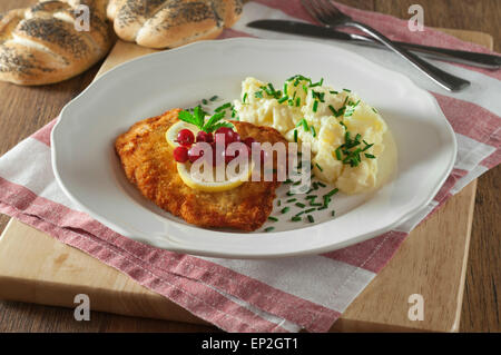 Schnitzel and potato salad Stock Photo