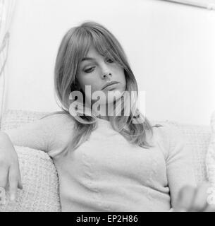 Jean Shrimpton, model, pictured at her home, Montpellier Place, London, 25th October 1967. Stock Photo