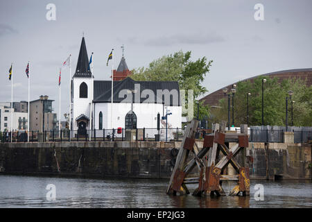 The Norwegian church at Cardiff Bay, south Wales. Stock Photo