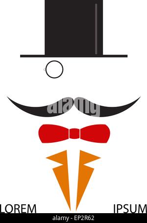 Gentleman with cylinder and a monocle. Vector illustration. Stock Vector