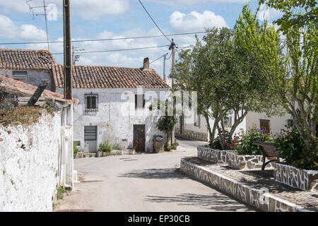 Ameixial typical white houses in portugese village in the north of the algarve Stock Photo