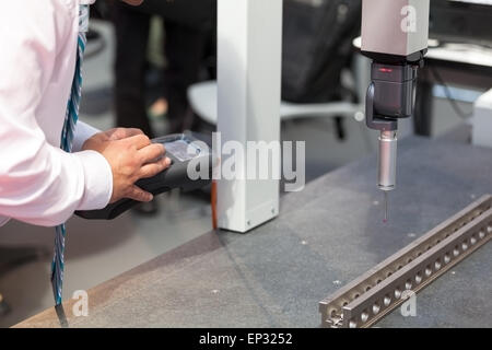 Inspection part by CMM. Quality control. Stock Photo