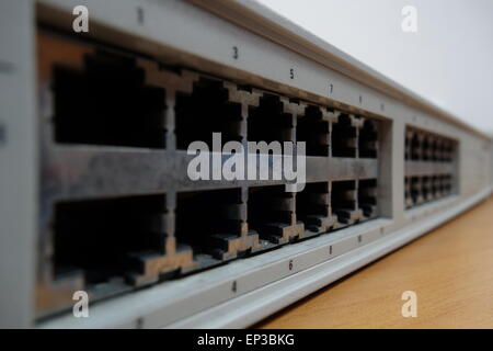 A networking device, old network router, that forwards data packets between computer networks. Stock Photo