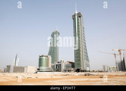 View of new office towers at Bahrain Financial Harbour district in Manama Bahrain Stock Photo