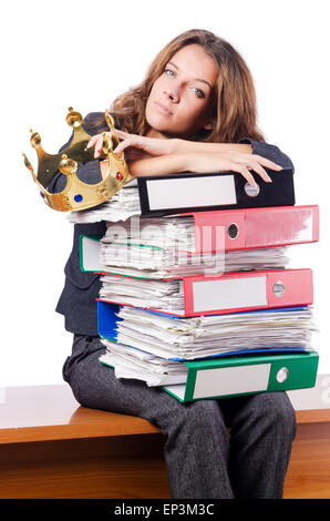 Busy woman worker in the office Stock Photo