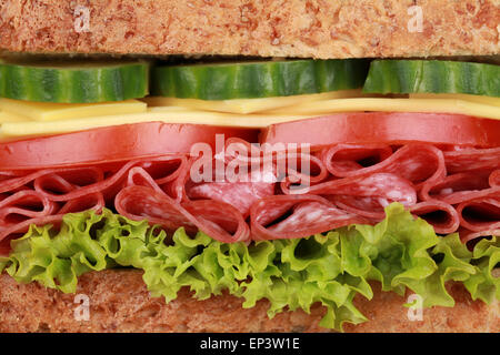 Nahaufnahme eines Sandwich mit Salami Stock Photo