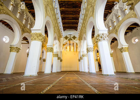 Santa Maria La Blanca Church in Toledo, Spain, oiginally known as the Ibn Shushan Synagogue. Stock Photo