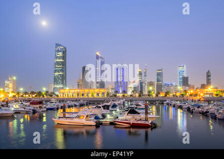Skyline of Kuwait City from Souq Sharq marina in Kuwait Stock Photo