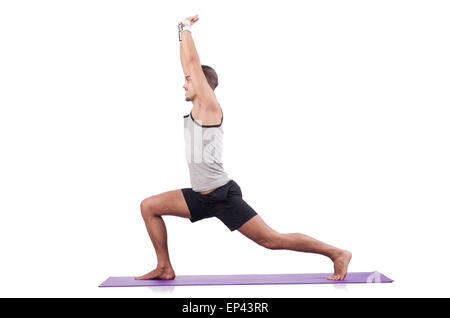 Man doing exercises on white Stock Photo