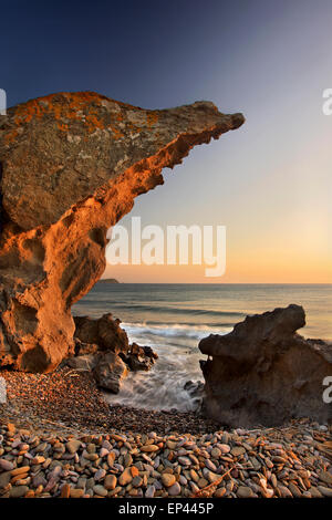 At the beach of Agios Ioannis around sunset. Lemnos (Limnos) island, North Aegean, Greece Stock Photo