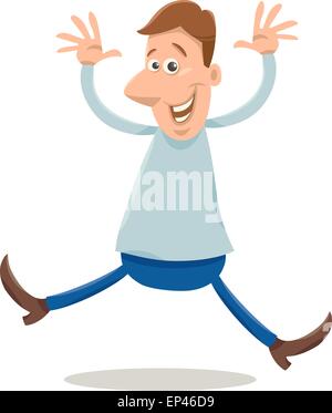 Cartoon illustration of Funny Excited Happy Man Stock Vector