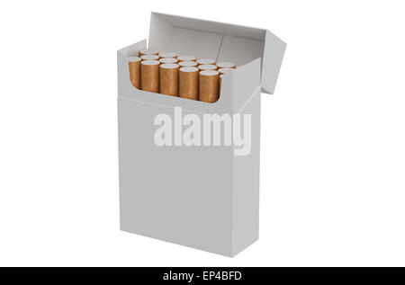 open pack of cigarettes isolated on white background Stock Photo