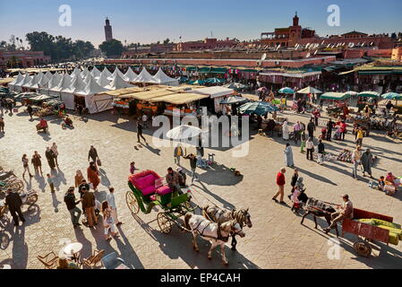 Marrakesh Medina. Jemaa el Fna Square in the early afternoon. Morocco Stock Photo