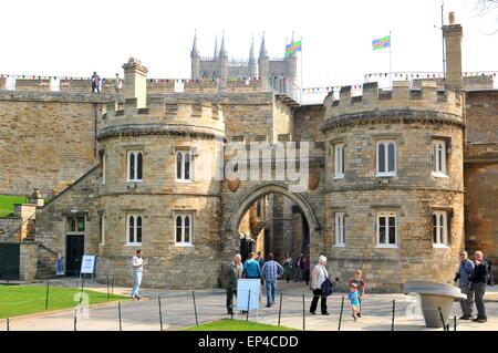 Lincoln, UK - April 9, 2015: Lincoln Castle is a major castle constructed in East Midlands, England during the late 11th century Stock Photo