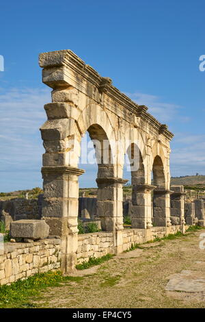 Volubilis, ancient Roman city in Zerhoun Mountains, near Fes. Morocco Stock Photo